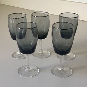 5 Vintage Small Rosenthal  Wine Glasses with Platinum Trim